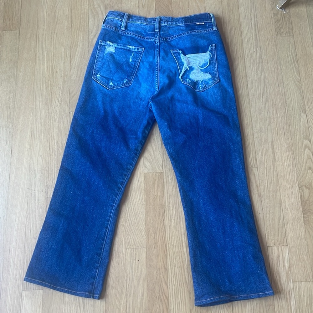 MOTHER Distressed Pocket Tripper Weekender Fray MY TREAT High-Rise Jeans - Picture 5 of 7